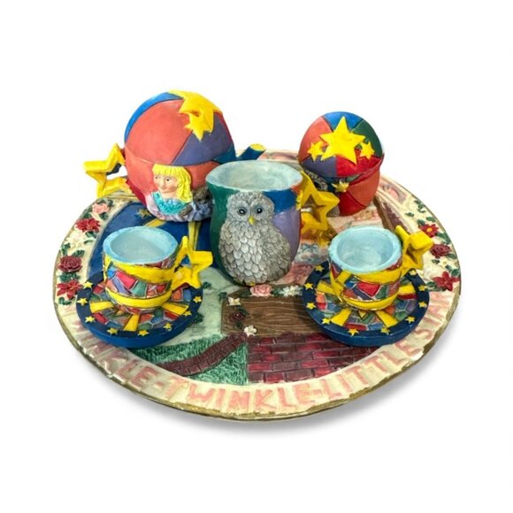 Twinkle Little Star Ceramic Tea Set By Youngs Inc. 1996 With Hand-Painted Design - Picture 1 of 6